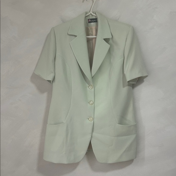 Vintage Y2K short sleeve blazer turquoise teal size medium Amazone - Picture 2 of 8